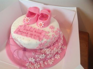 Two tier christening cake