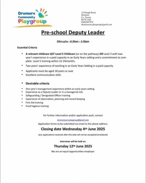 PRE-SCHOOL DEPUTY LEADER 