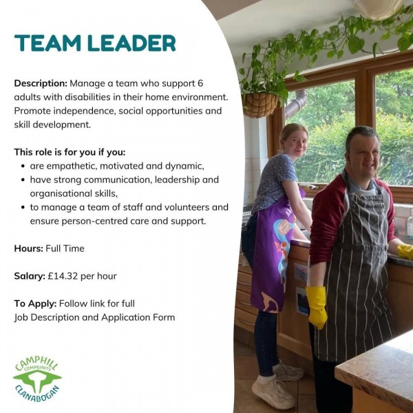 CAMPHILL CLANABOGAN  REQUIRE A TEAM LEADER 