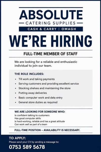 Absolute Catering are Hiring